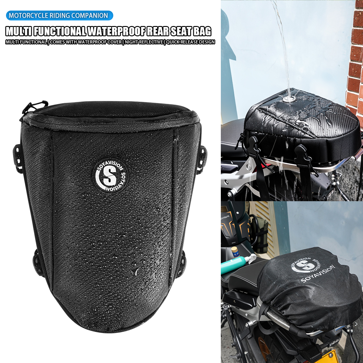 Motorcycle Gear Warehouse - Multifunction Motorcycle Rear Seat Bag Waterproof