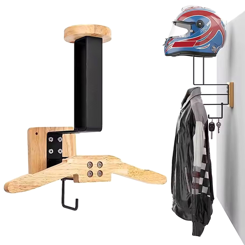 Black Walnut Helmet Holder - 2 - مراجعة Motorcycle Gear Holder وسعره