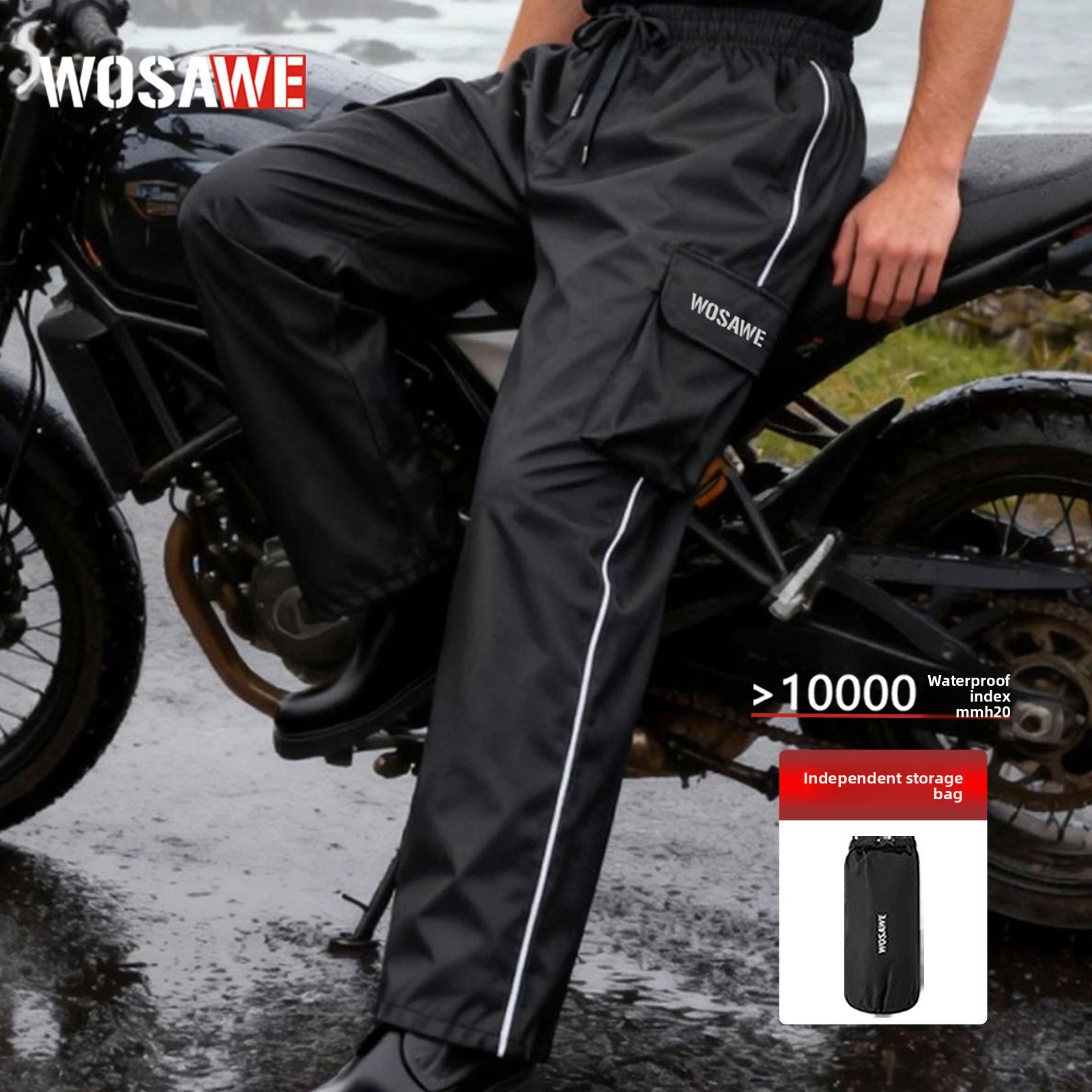 WOSAWE Motorcycle Rain Pants R - مراجعة Motorcycle Gear Rain وسعره