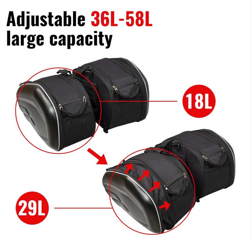 Black 36-58L Motorcycle Saddle - مراجعة Motorcycle Gear Warehouse وسعره