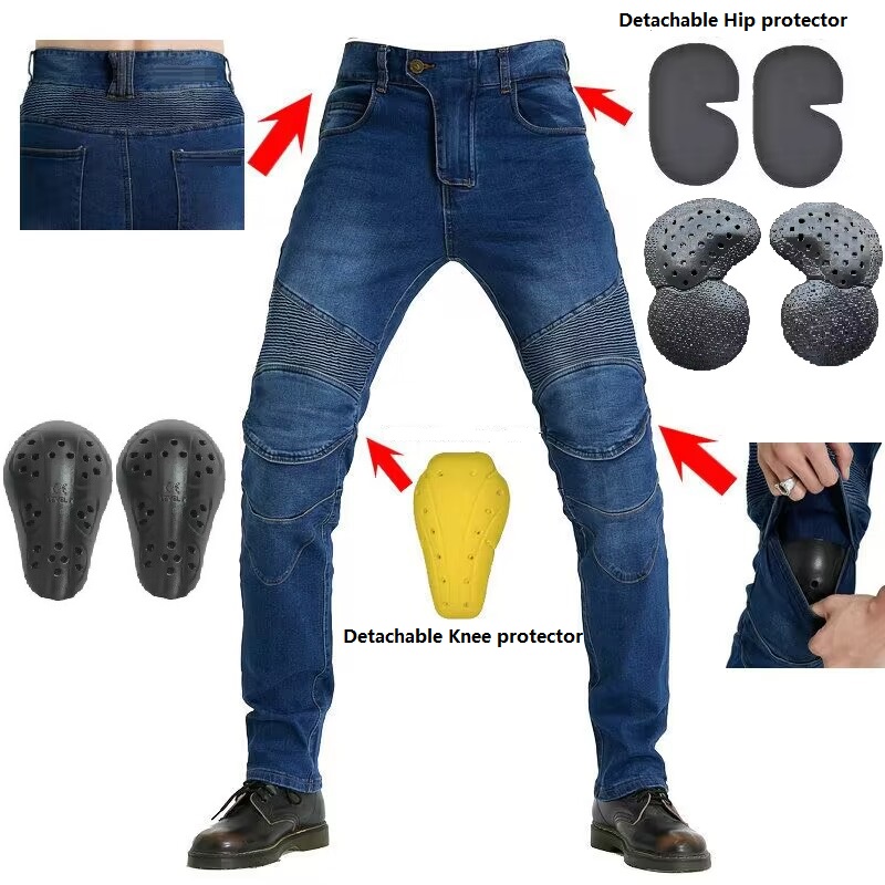 Men Jeans Embroidery Motorcycl - مراجعة Motorcycle Gear Testing وسعره