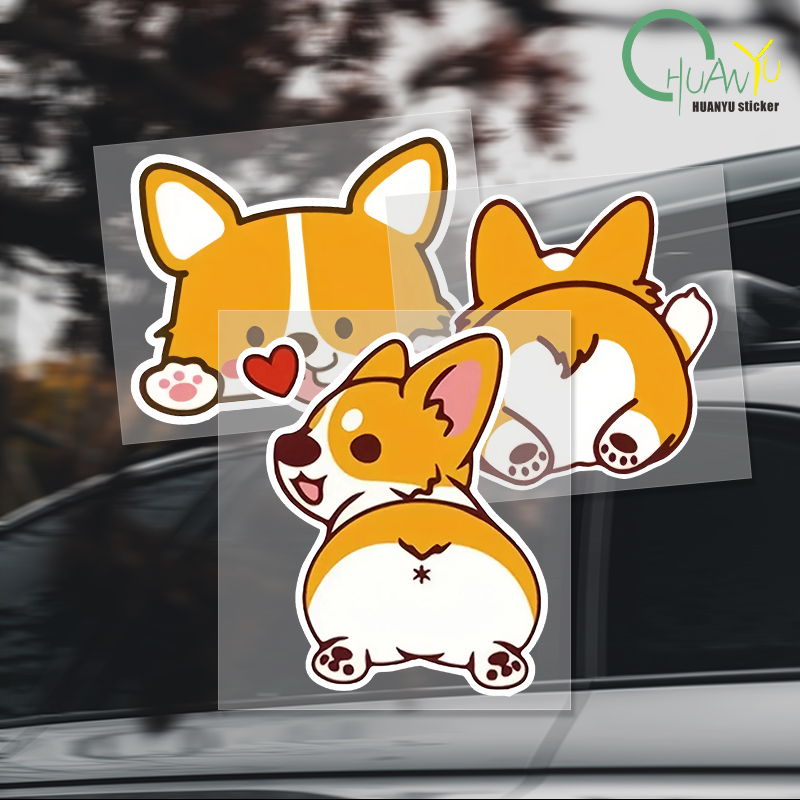 Car Cartoon Car Sticker Corgi  - مراجعة Motorcycle Gear Rain وسعره