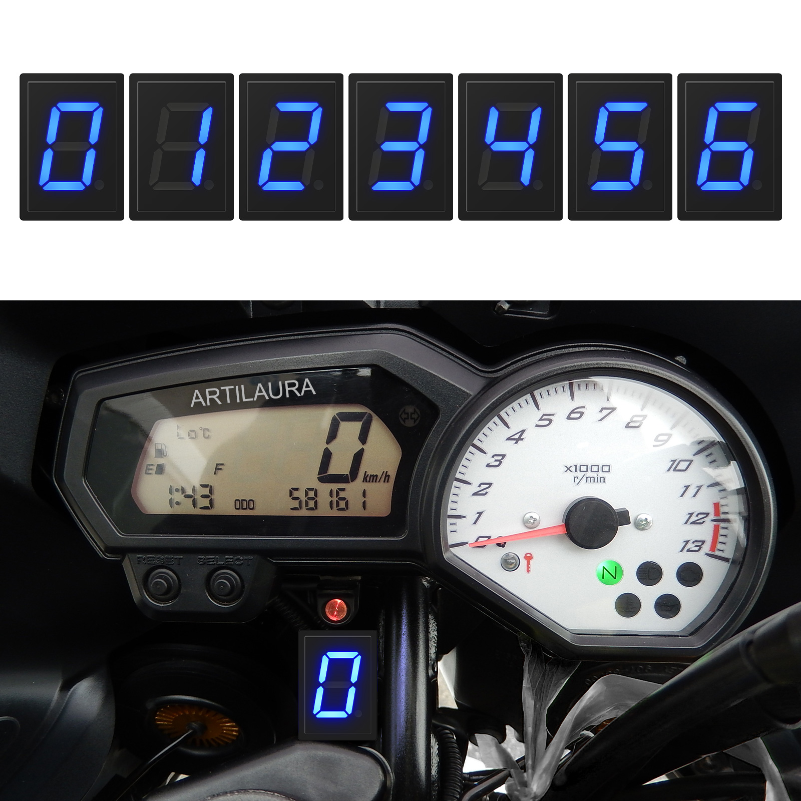 Super 6 Speed Display Universa - مراجعة Motorcycle Gear Blue وسعره